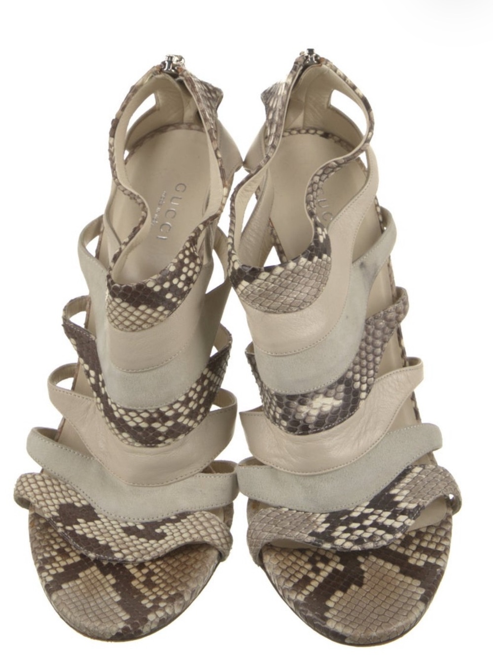 Gucci Cream Python Strappy Sandals - Picture 3 of 6